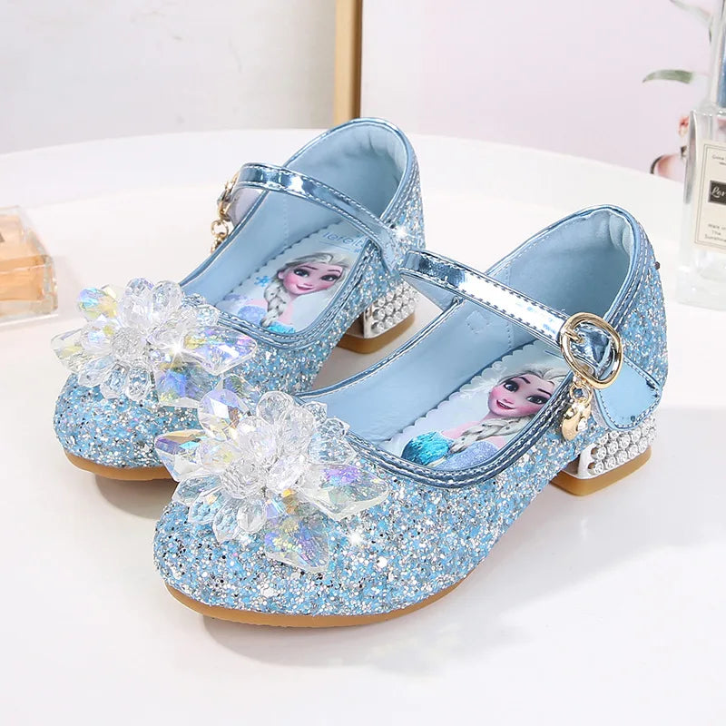 2024 Spring Girls' Elsa Princess Shoes - Ice and Snow Romance Crystal Sandals for Kids