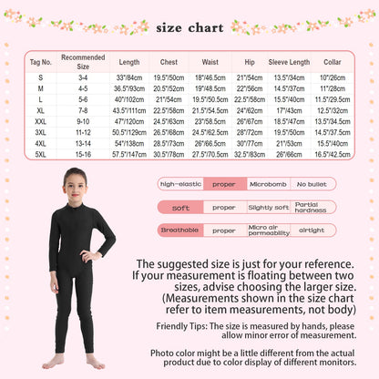 Kids Girls Full Body Gymnastics Bodysuit, Ballet Dance Jersey Leotard, Jumpsuit Sports Unitard, Children Dancewear and Sportswear