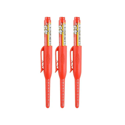 45mm Deep Hole Marker Pen - Waterproof Long Nib Carpenter Pen for Woodworking, Black/Blue/Red Ink