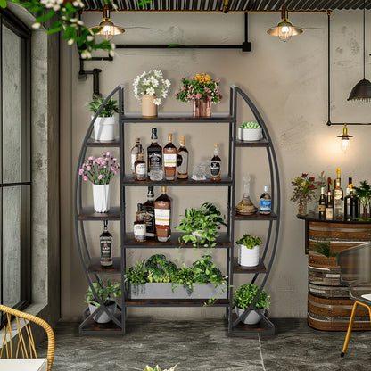 Large 5-Tier Metal and Wood Plant Stand – Flower Display Shelf and Living Room Bookshelf