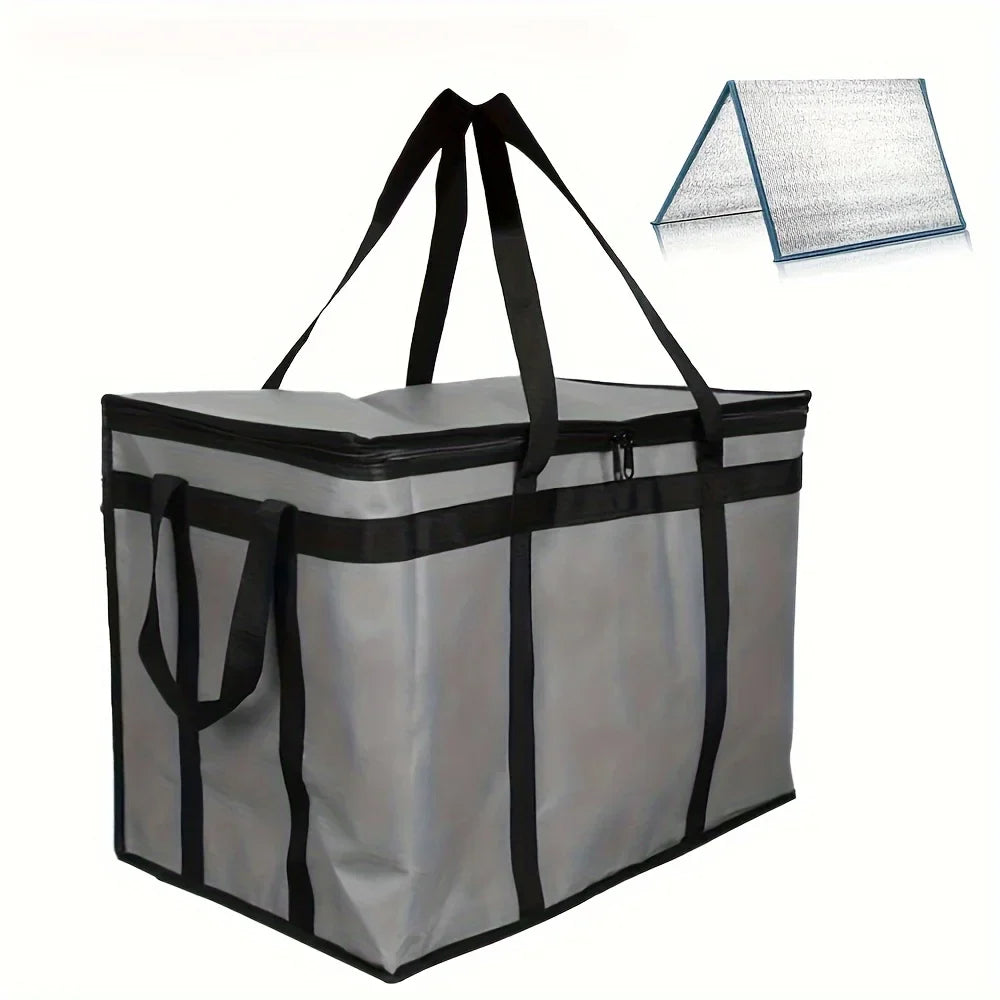 XXXL Large Capacity Insulated Pizza Delivery Bag Set with Removable Hard Bottom, 3-Layer Reusable Warming Carrier