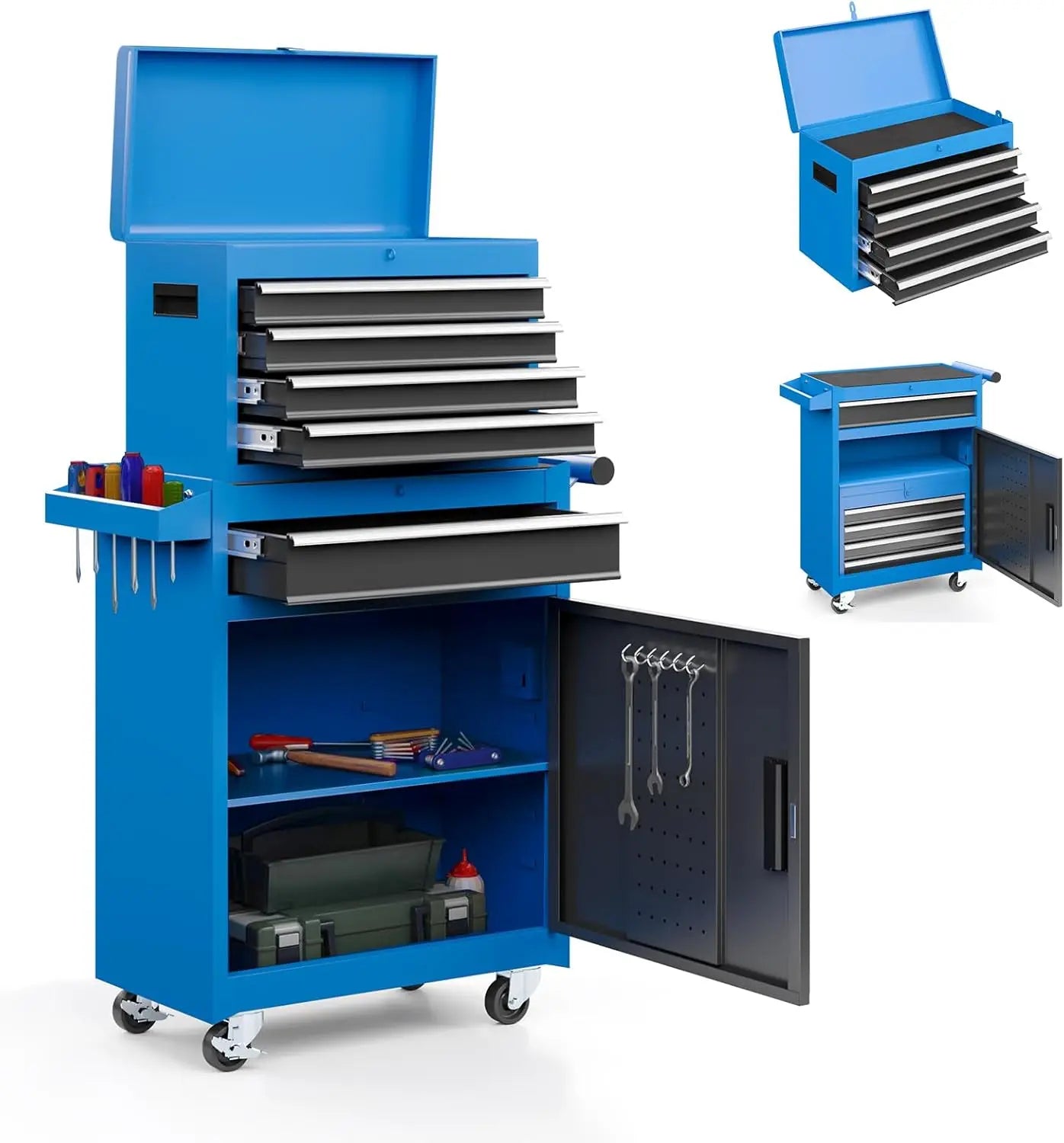 5-Drawer Rolling Tool Chest – Metal Storage Cabinet with Detachable Top Tool Box & Enhanced Packaging