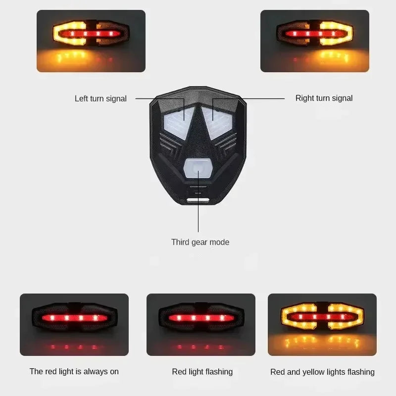 Rechargeable Bike Tail Light with Turn Signals | Wireless Remote Cycling Back Light for Night Riding