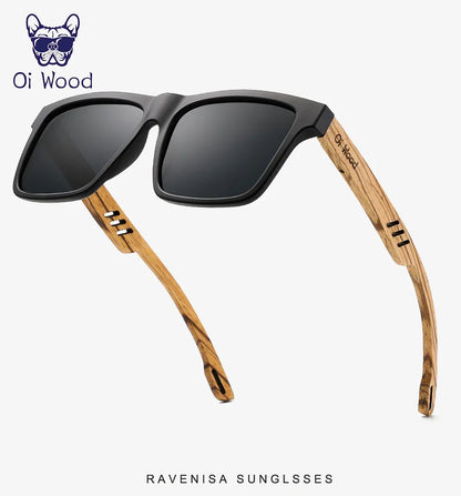 Oi Wood Square Polarized Sunglasses for Men — UV400 Fashion Sport & Driving Sun Glasses