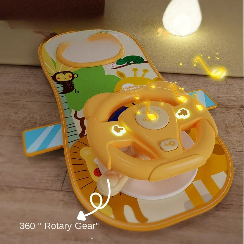 Kids Electric Copilot Steering Wheel Toy – Musical Simulated Driving Car Seat Educational Sound Toy