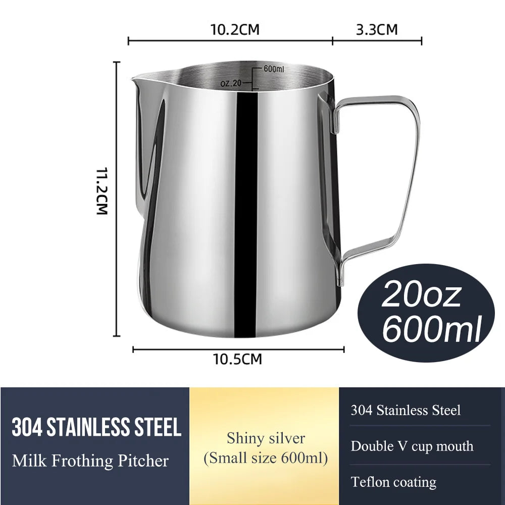 Stainless Steel Milk Frothing Pitcher Jug – Barista Latte Art Coffee Cup for Nespresso & Espresso Accessories, Easy Clean Design