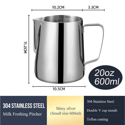 Stainless Steel Milk Frothing Pitcher Jug – Barista Latte Art Coffee Cup for Nespresso & Espresso Accessories, Easy Clean Design