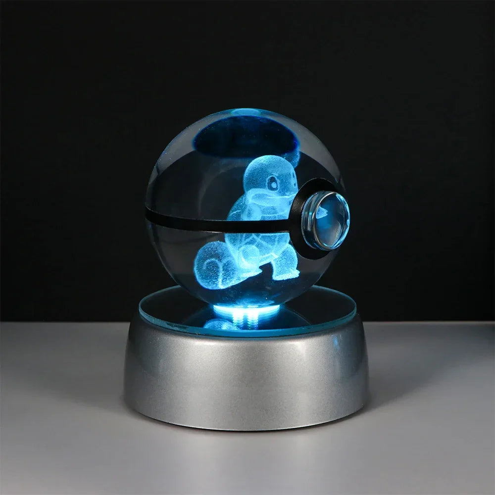 Pokémon 3D Crystal Ball LED Night Light – Pikachu Gengar Eevee Mewtwo Pokéball Base Lamp Kids Birthday & Home Decor Gift