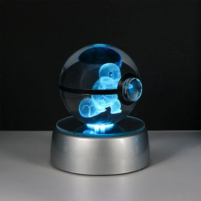 Pokémon 3D Crystal Ball LED Night Light – Pikachu Gengar Eevee Mewtwo Pokéball Base Lamp Kids Birthday & Home Decor Gift