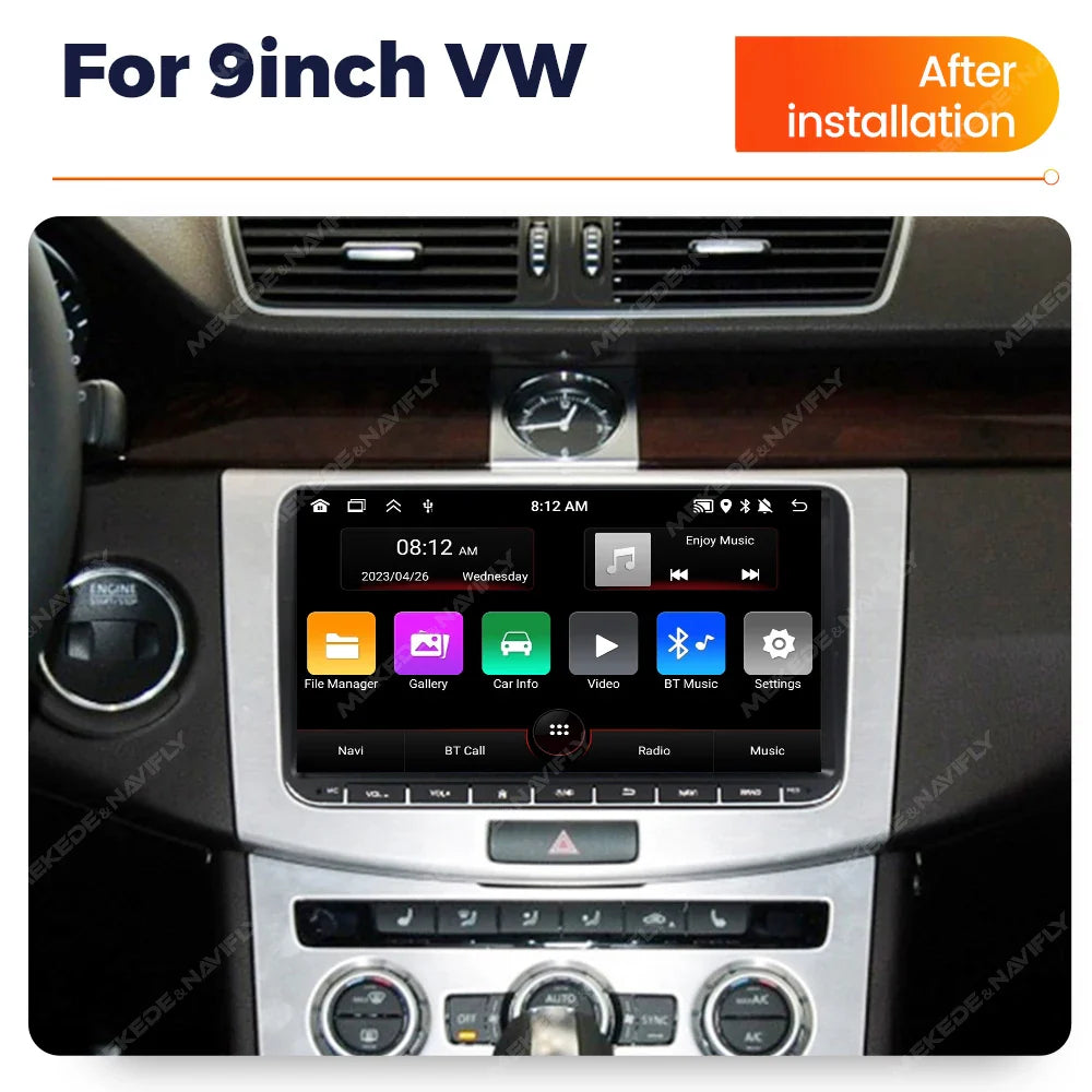 Android 13 Wireless CarPlay Multimedia Player – 7/8/9" IPS Screen GPS & WiFi Car Radio for VW Passat, Golf, Polo, Jetta & Skoda