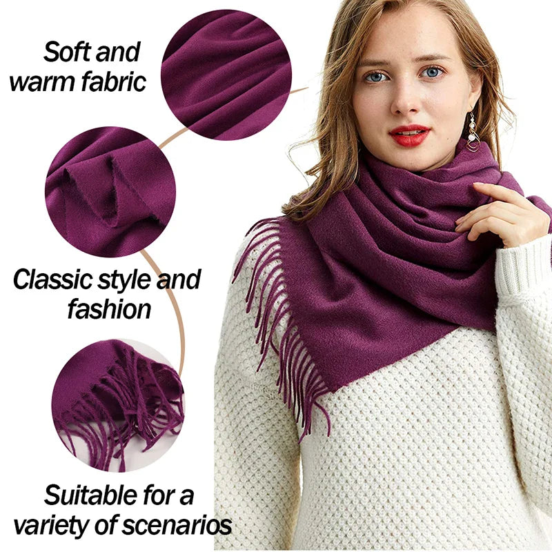 Women's Pashmina Scarf — Cashmere Feel Shawl & Wrap for Evening Dresses, Travel, Office, Winter, and Weddings