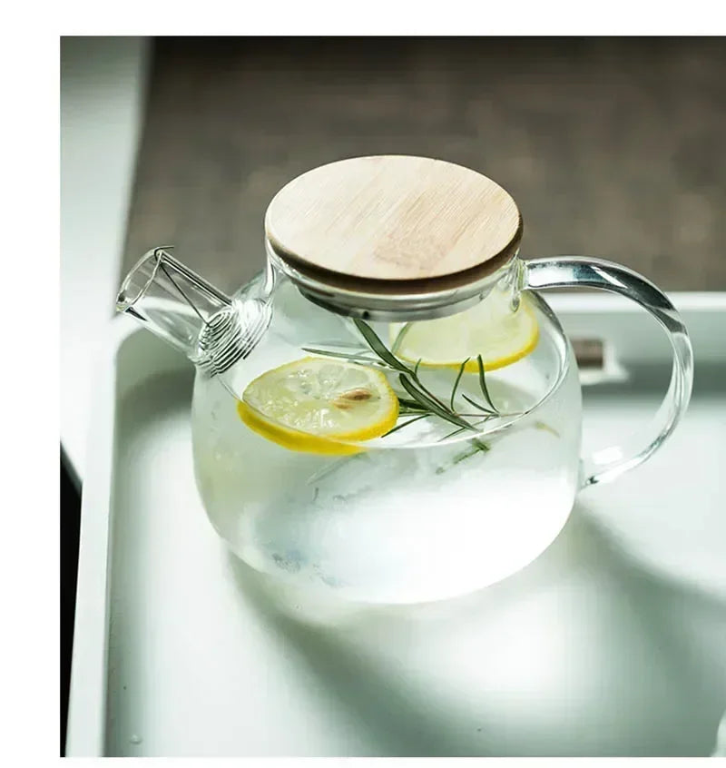 1.8L Transparent Borosilicate Glass Teapot – Heat-Resistant Large Clear Tea Pot for Puer, Flower Tea, Office & Home