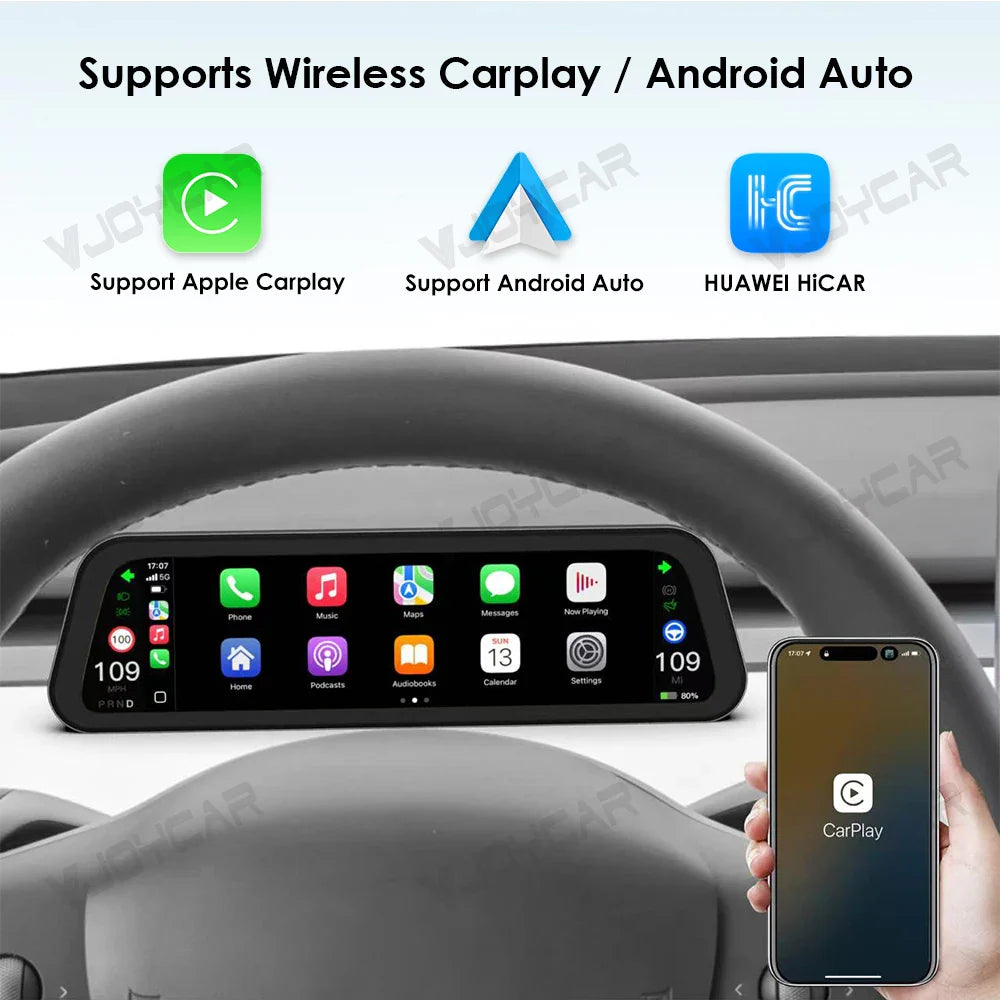 Gen 2 9.6" Instrument Display for Tesla Model 3 & Y – Blind Spot Reminder with OTA Upgrade, Juniper Dashboard