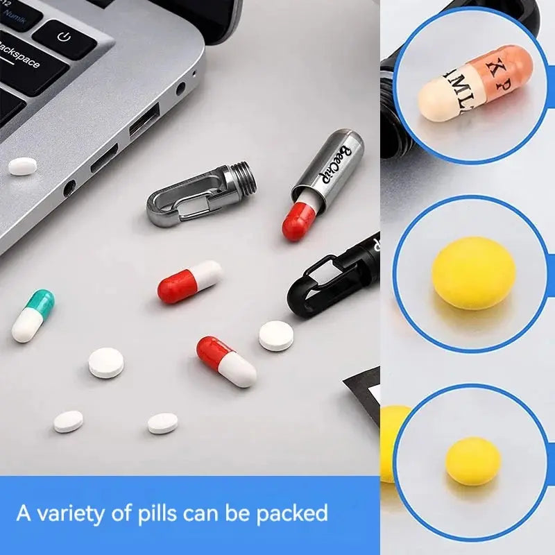 Stainless Steel Waterproof Pill Box – Portable, Moisture-Sealed Travel Medication Storage