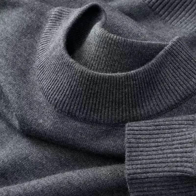 Men's Autumn Mock Turtleneck Sweater - Lightweight Warm Long Sleeve Knitted Casual Streetwear Pullover Top