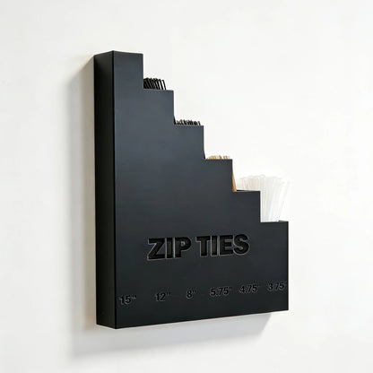 3D Printed Wall Mount Zip Tie Organizer - Heavy Duty Cable Tie Storage Dispenser for Garage and Workshop Organization