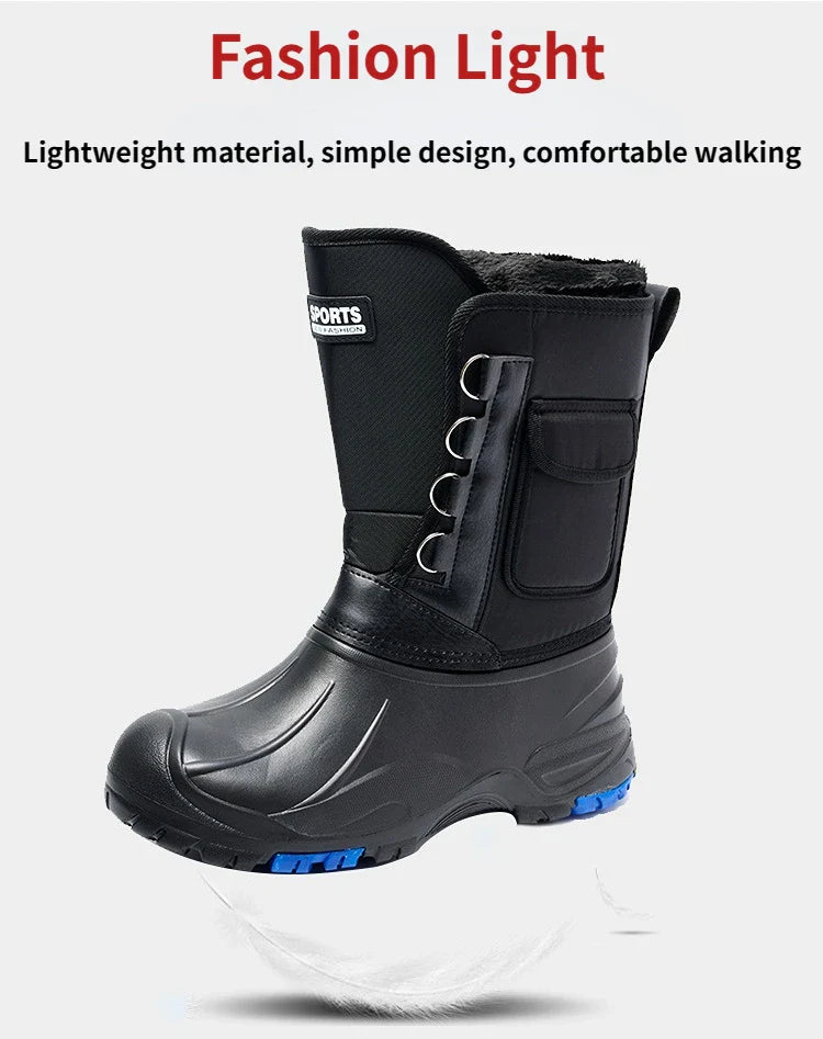Men’s Waterproof Non-Slip Rain Boots — Cotton Mountaineering & Fishing Work Shoes for Spring Farm Use