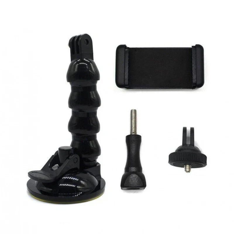 Suction Cup Car Mount with Tripod Adapter — Phone & GoPro Holder for Action Cameras