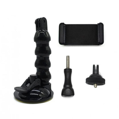 Suction Cup Car Mount with Tripod Adapter — Phone & GoPro Holder for Action Cameras