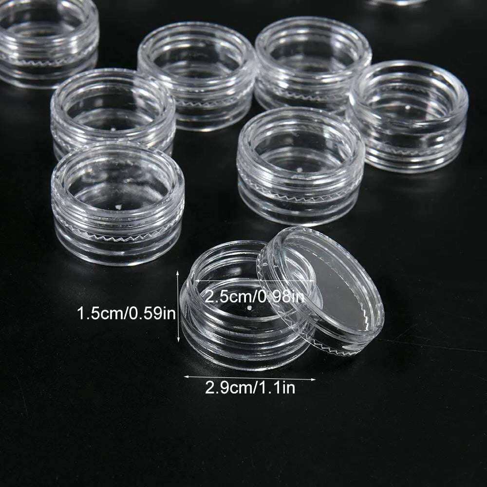 50Pcs Transparent Plastic Jewelry & Bead Storage Box Set – Small Round Containers for Makeup & Organizer