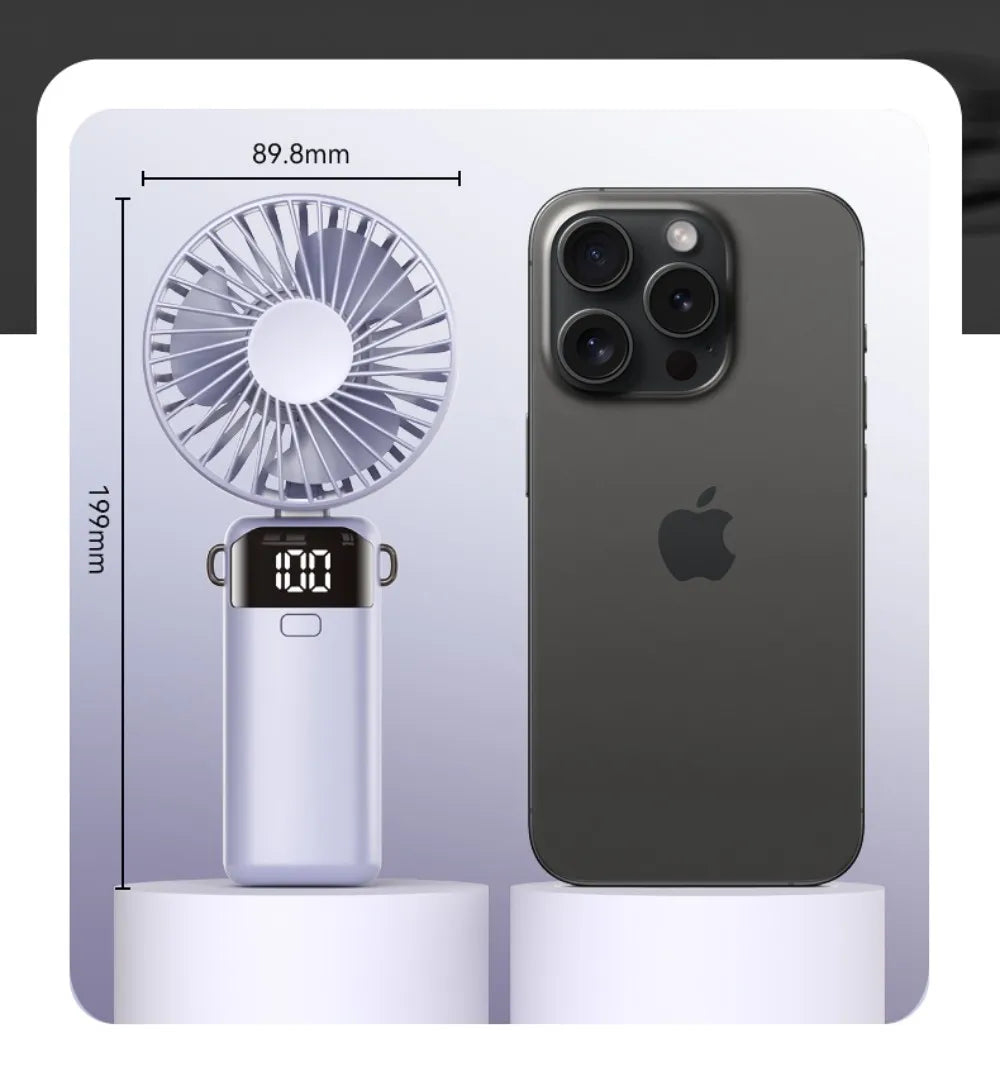 Portable Mini USB Fan – Handheld & Desktop Fan with Phone Holder, 3-Speed Adjustable Wind, Long Battery Life, Multi-Function Cooling Fan