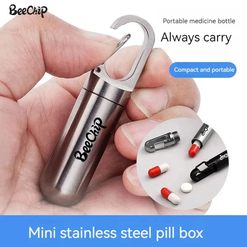 Stainless Steel Waterproof Pill Box – Portable, Moisture-Sealed Travel Medication Storage