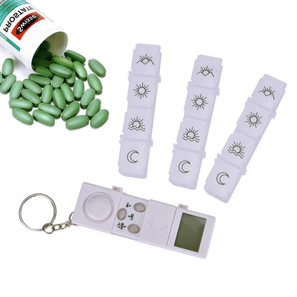 Portable 28-Grid Pill Box Organizer: Weekly 7-Day Smart Alarms Medicine Case with Reminder Timer - Plastic Holder for Pills