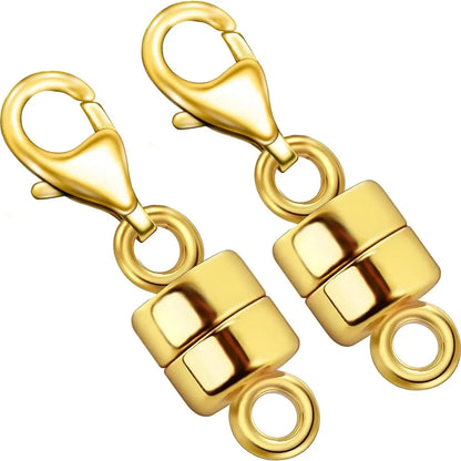 4pcs Magnetic Necklace Clasps - 14K Gold & Silver Plated Jewelry Clasp Converters with Lobster Closure
