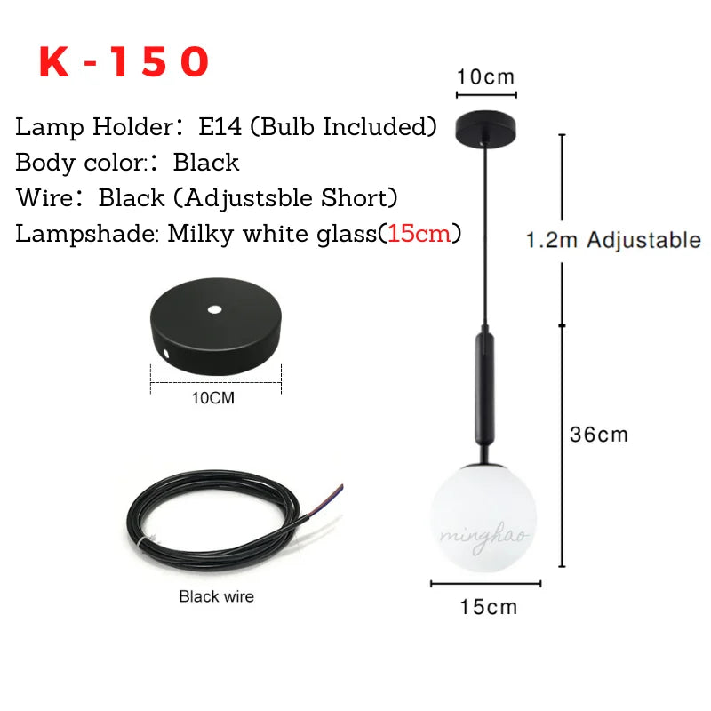 XCLuuHY Nordic Pendant Light - Modern Glass Ball Hanging Lamp for Living Room, Bedroom & Dining Room Decor