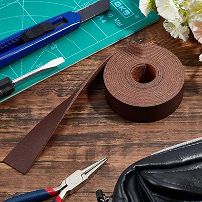 6.6FT Leather Strip 1" Wide — Double-Sided Smooth Leather for DIY Craft Projects