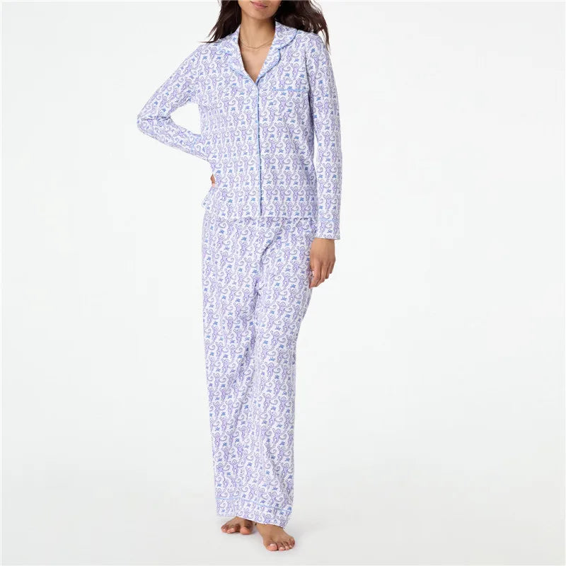 Roller Rabbit Monkey Pajamas Set – Cute Y2K Long Sleeve 2-Piece Loungewear & PJ Pants for Women
