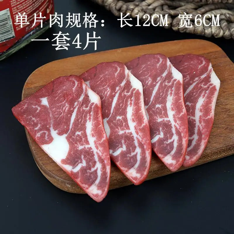Realistic Faux Meat Models - 5-Piece Beef, Pork & Lamb Steak Display Set for Restaurant Decor