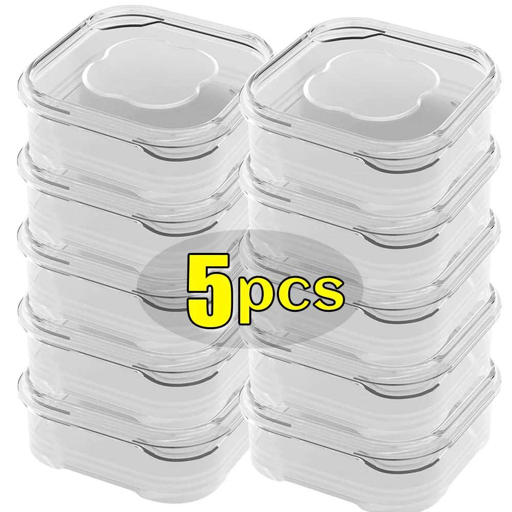 5/1Pcs Mini Transparent Food Storage Containers with Lid – Fridge Organizer Box for Meat, Vegetables & Kitchen Fresh-Keeping