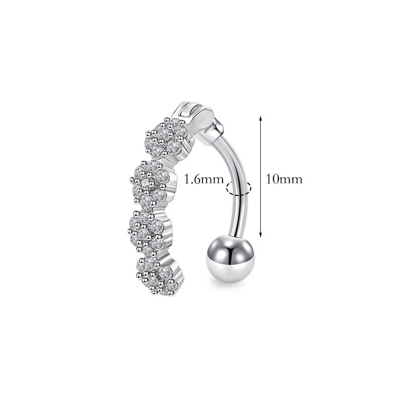 Trendy Women’s Belly Button Ring – Stainless Steel Dangle Navel Piercing with Crystal Flower Punk Jewelry