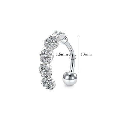 Trendy Women’s Belly Button Ring – Stainless Steel Dangle Navel Piercing with Crystal Flower Punk Jewelry