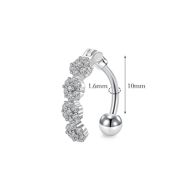 Trendy Women’s Belly Button Ring – Stainless Steel Dangle Navel Piercing with Crystal Flower Punk Jewelry
