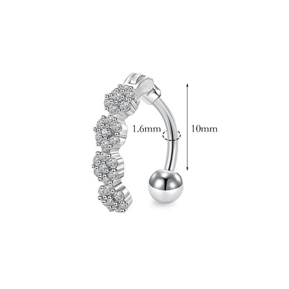 Trendy Women’s Belly Button Ring – Stainless Steel Dangle Navel Piercing with Crystal Flower Punk Jewelry