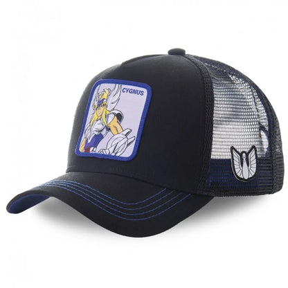 Saint Seiya Anime Baseball Cap - Adjustable Cotton Mesh Trucker Hat for Men & Women Summer Sun Protection