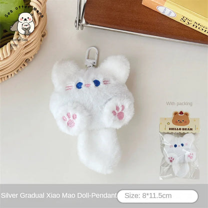 Cute Plush Cat Doll Pendant – Backpack Charm & Couple Bag Keychain Decorative Gift for Girls