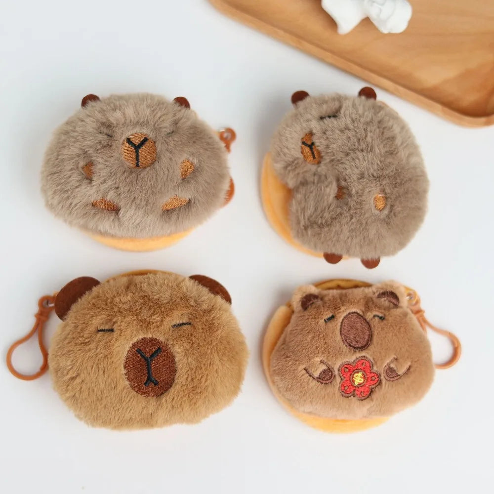 Creative Capybara Anime Plush Coin Purse – Kawaii Mini Round Cartoon Bag Pendant