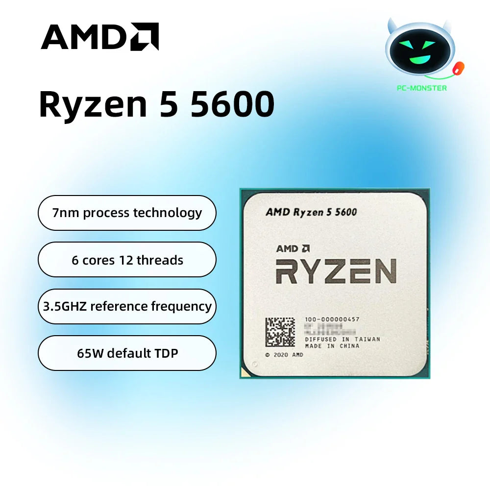 NEW AMD Ryzen 5 5600 – 3.5GHz 6-Core 12-Thread CPU Processor, 7nm, L3=32MB, Socket AM4