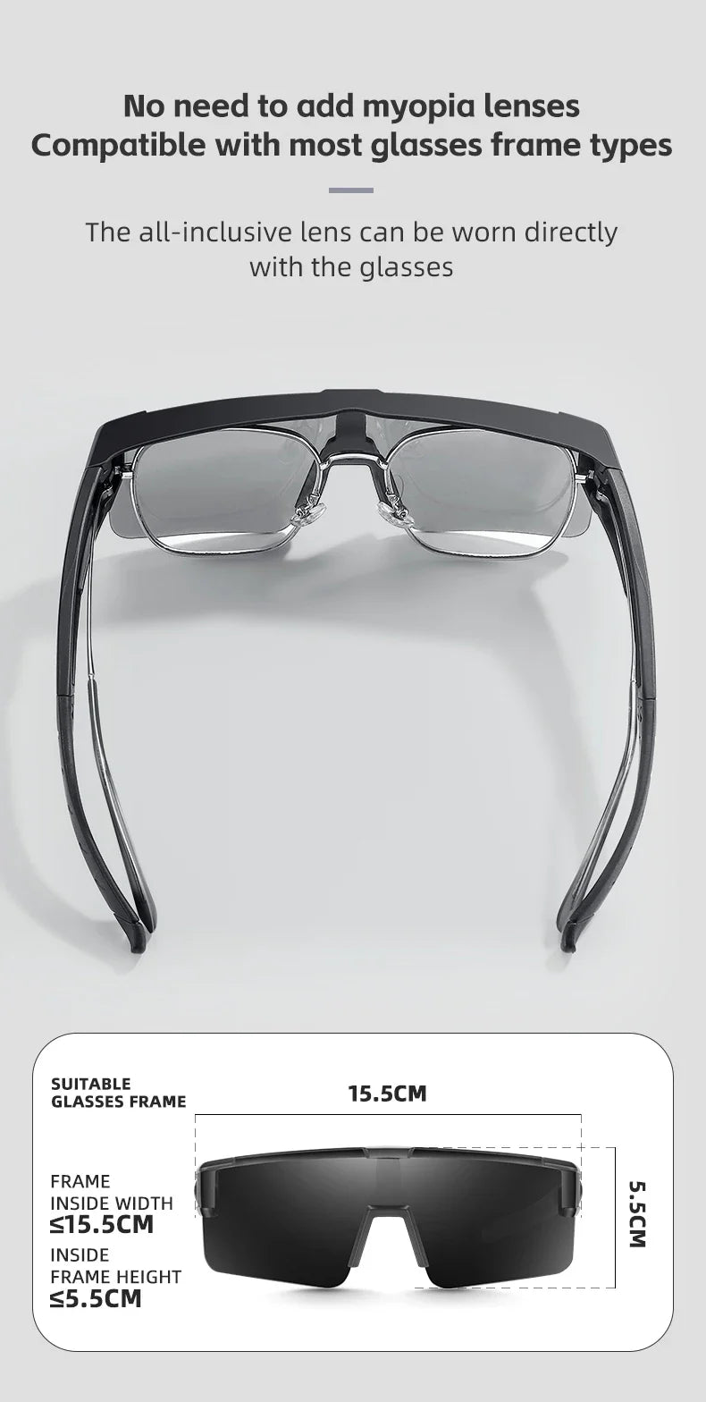 WEST BIKING Large Frame Cycling Glasses — Polarized Photochromic Sunglasses Fit Over Myopic Goggles