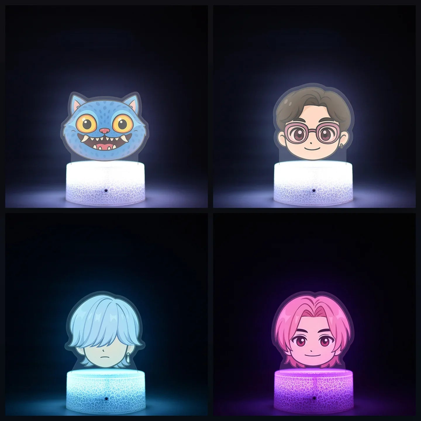 K-Pop Demon Hunters LED Night Light – Zoe, Mira, Rumi, Saja 16-Color Remote Control