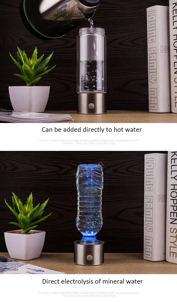 SPE/PEM Portable Hydrogen Water Generator – Alkaline Ionizer Bottle for Pure H2 Rich Electrolyzed Drinking Water