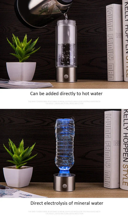 SPE/PEM Portable Hydrogen Water Generator – Alkaline Ionizer Bottle for Pure H2 Rich Electrolyzed Drinking Water