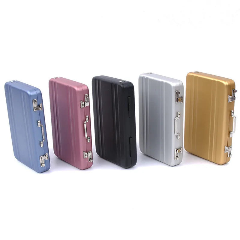 Aluminum Mini Suitcase - Compact Business ID and Credit Card Holder, Bank Card Box, Jewelry Case Organizer - Rectangle Storage Solution