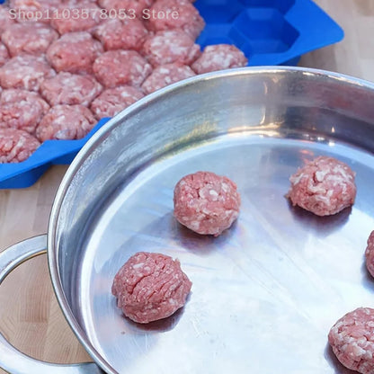 37-Grid Silicone Meatball Mold with Lid — Honeycomb Rice Ball Maker for Fish Balls, Beef Balls, and Kitchen Meat Tools