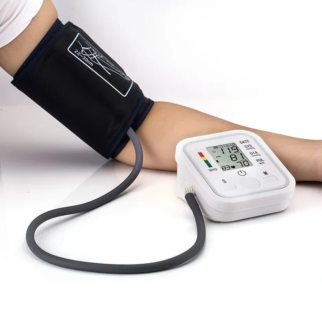 Automatic Tonometer Arm Blood Pressure Monitor – Digital BP Equipment with LED Display and Pressure Sensor Cuff