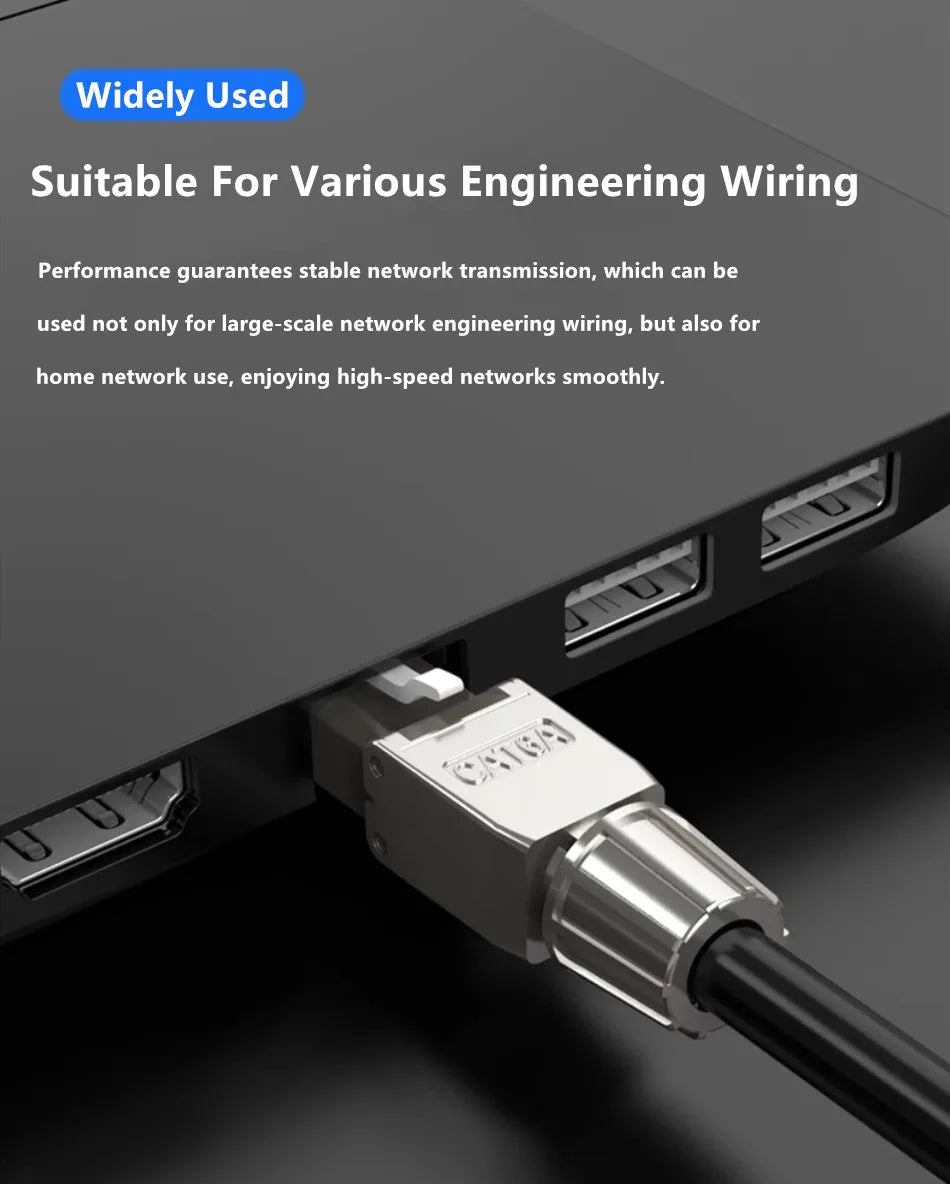 Cat6A/Cat7 RJ45 Connector — UTP/STP Toolless Network Plug | Shielded PoE Ethernet Modular Male Adapter
