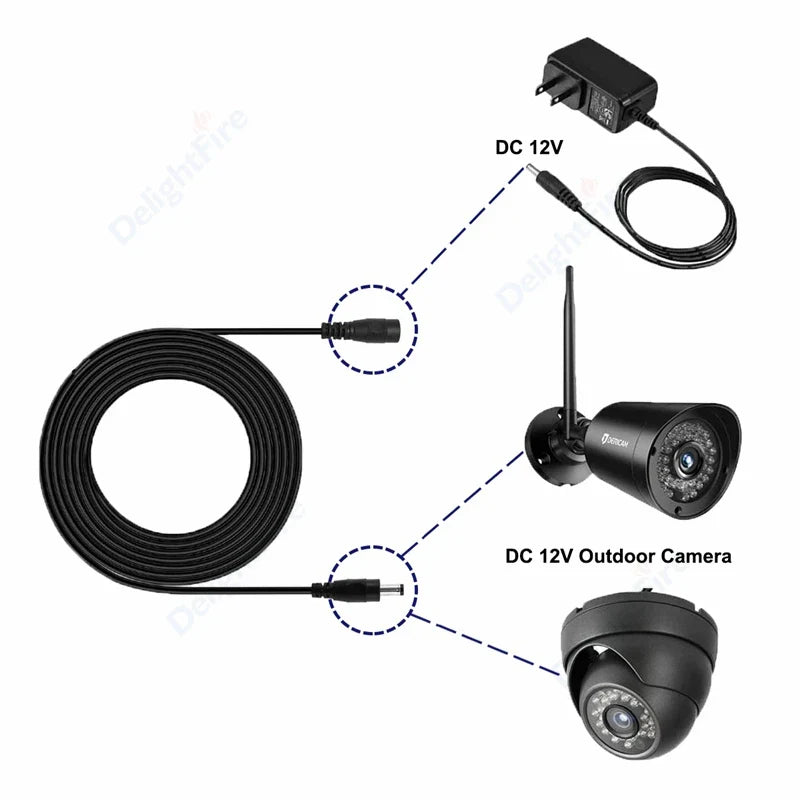 DC Power Extension Cable 5.5×2.1mm – 0.5M to 10M 22AWG Male to Female Cable for CCTV & LED Lights